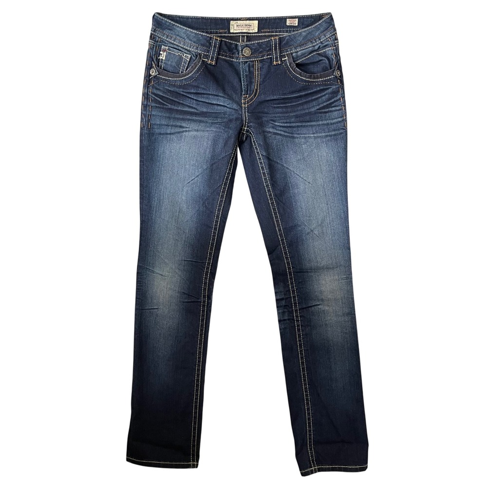 MEK Denim Dathan Straight‎ Jeans Men's 29x34 Blue Distressed Western Y2K Bootcut
